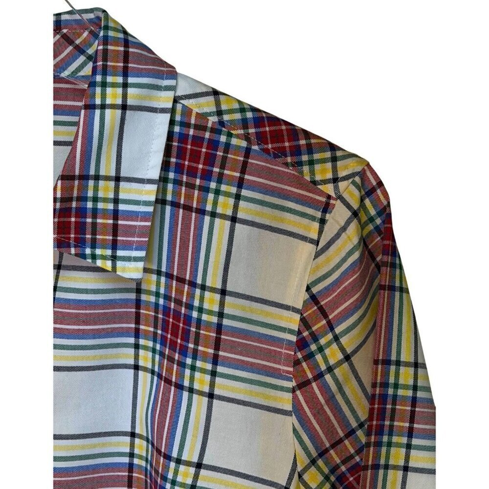 Talbots Party Plaid 100% Cotton Button Front Shirt Size M Multicolor - Picture 6 of 8